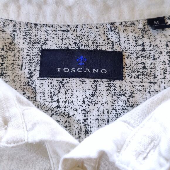 Toscano White Polo Shirt Resortwear Casual Italy Made Modal Cotton Preppy Golf M - Picture 6 of 7